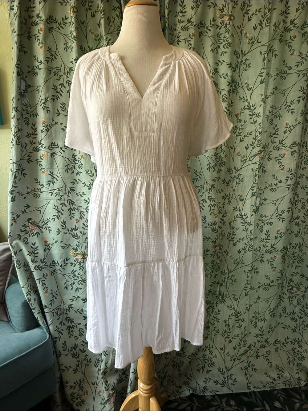 Modcloth White Gauze Tiered Dress